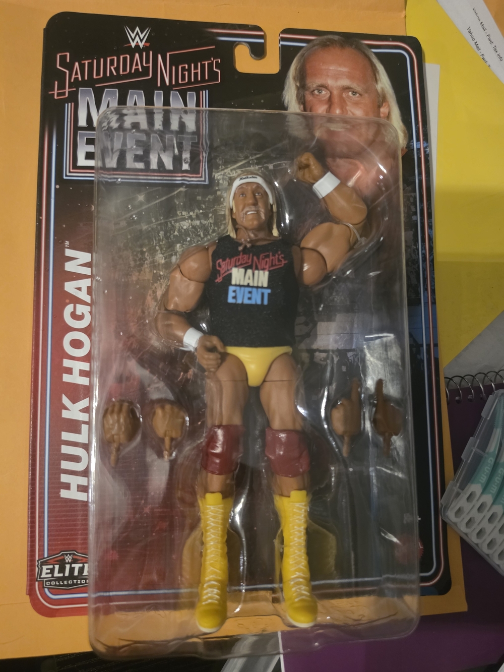 Mattel Hulk Hogan Figure with Yellow Hair and Black Tank